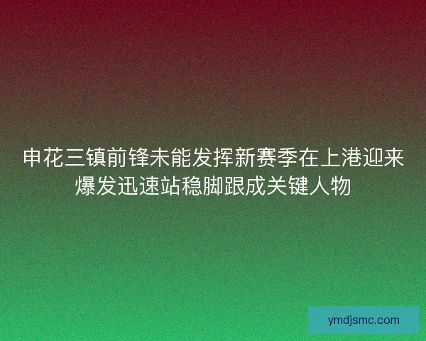 申花三镇前锋未能发挥新赛季在上港迎来爆发迅速站稳脚跟成关键人物