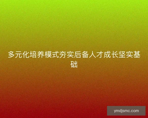 多元化培养模式夯实后备人才成长坚实基础