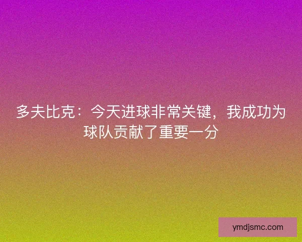 多夫比克:今天进球非常关键,我成功为球队贡献了重要一分 多夫比克:今天进球非常关键,我成功为球队贡献了重要一分